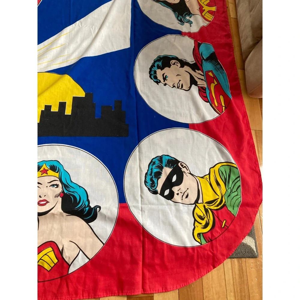 Vtg 1977 DC Comics Superman Flat Sheet Batman Wonder Woman Twin‎ Full Retro